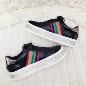 Bling Woman's Jeweled Fashion Sneakers Black